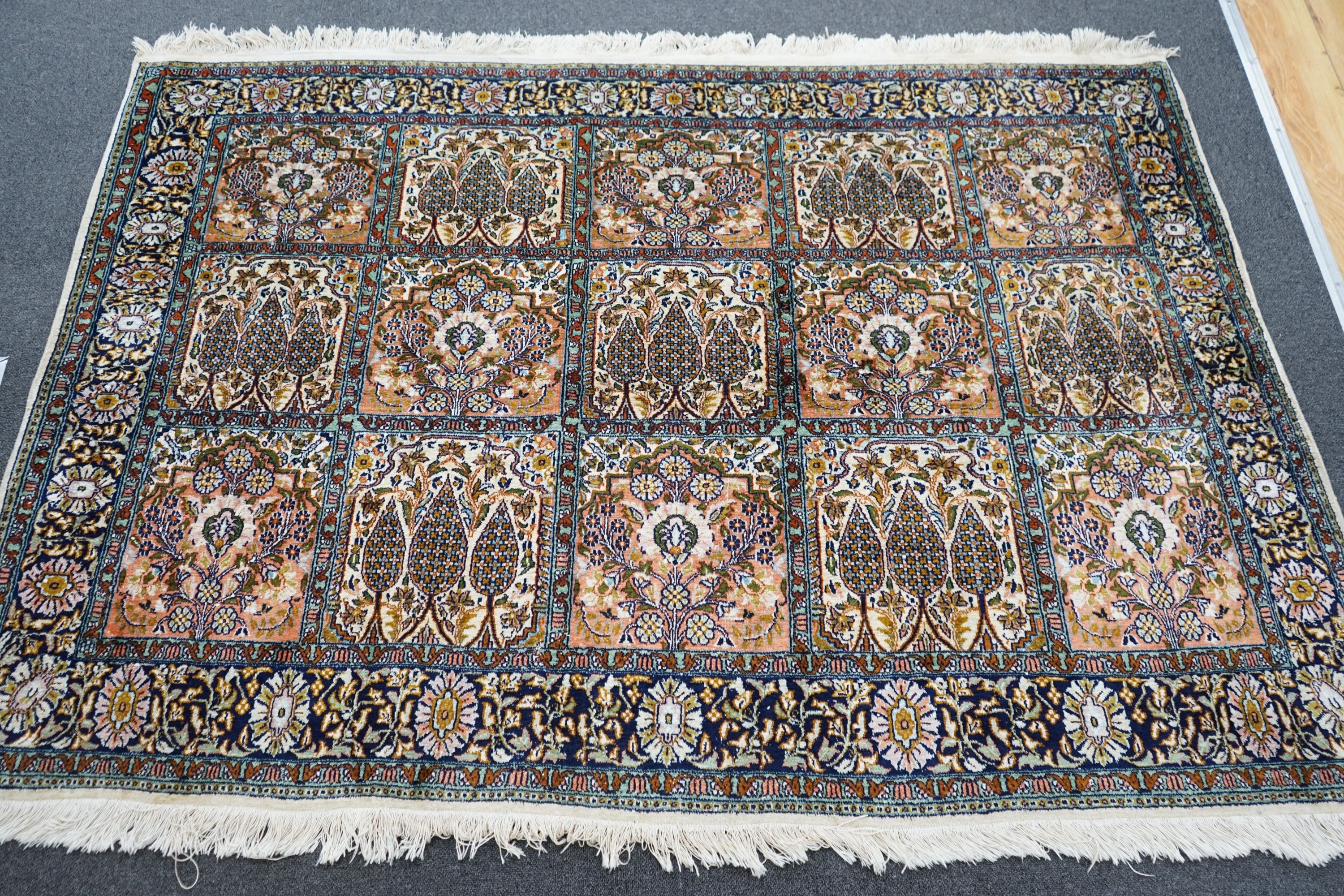 A Persian design silk rug, 190 x 130cm